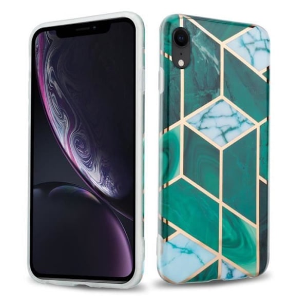 Skyddshölje - CADORABO - iPhone XR - Marmor Guld Vit Mörkgrön - Halkfri - Trendig Design Eller, Vit, Mörkgrön