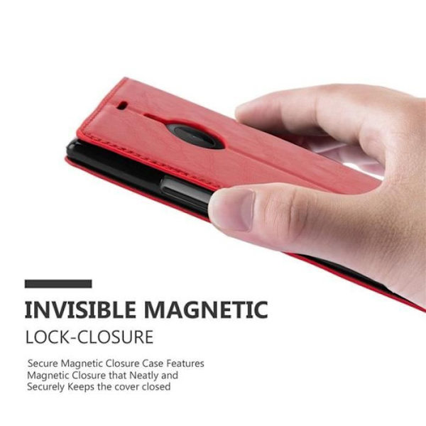 Nokia Lumia 1520 fodral i APPLE RED från Cadorabo (INVISIBLE MAGNETIC CLOSURE Design) Helt skyddande fodral med flik
