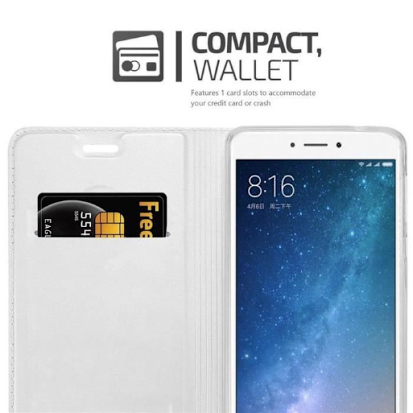 Fodral - CADORABO - Xiaomi Mi Max 2 - Grå - Halvstyv - Magnetisk stängning Grå