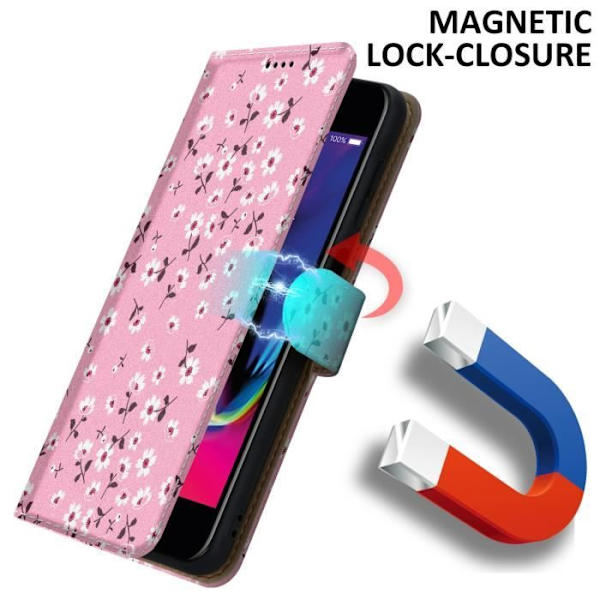 Fodral för Apple iPhone 7 / 7S / 8 / SE 2020 Fodral i regn av blommor nr. 6 Fodral Skyddsskydd Magnetisk stängning plånbok