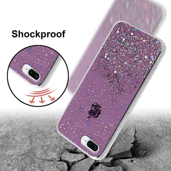 iPhone 7 PLUS / 7S PLUS / 8 PLUS skal Lila med Glitter Skydd Design Glittrande Violett