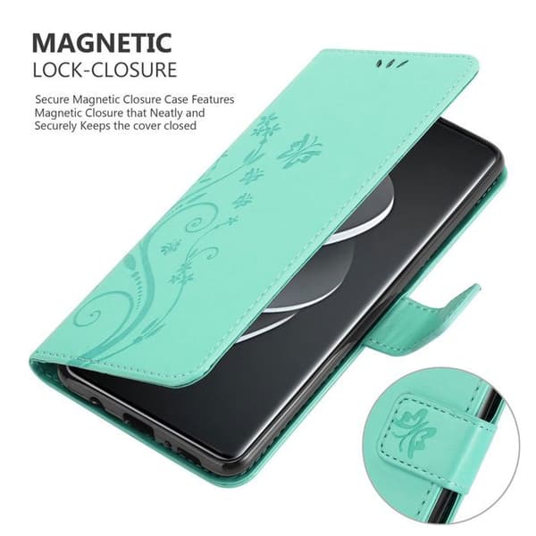 Fodral med lock för Xiaomi RedMi Note 14 Pro 5G, Turkos Blommig Design, Plånboksfodral Blå