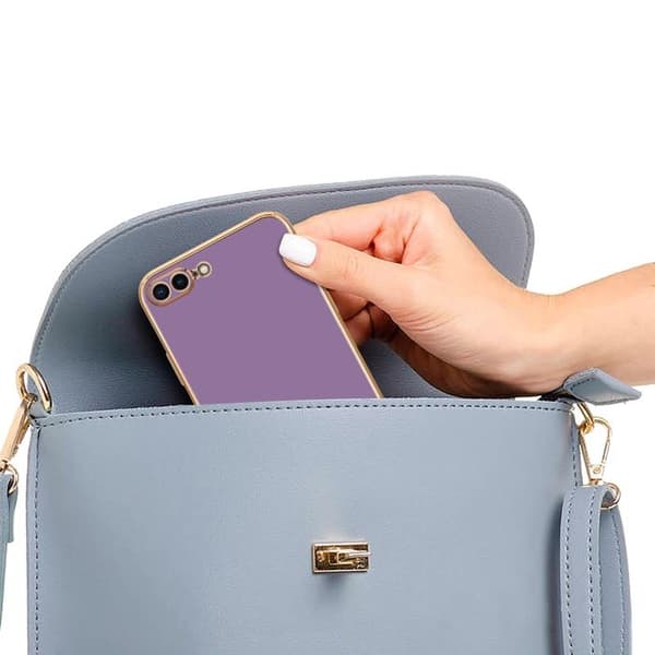 Fodral för iPhone 7 PLUS / 7S PLUS / 8 PLUS Glansig Lila - Guld med skydd för kamera Violett