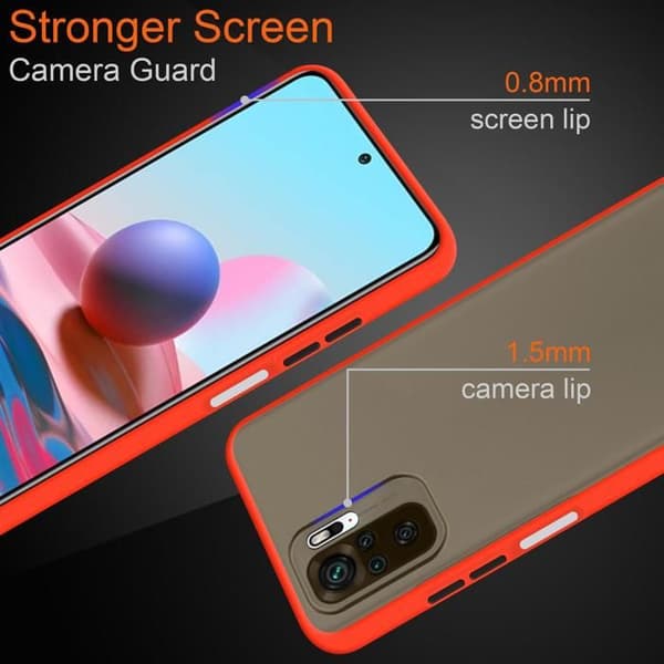 Fodral för Xiaomi RedMi NOTE 10 4G / RedMi NOTE 10S i Frostad Röd - Svarta Knappar Stötskydd Vit