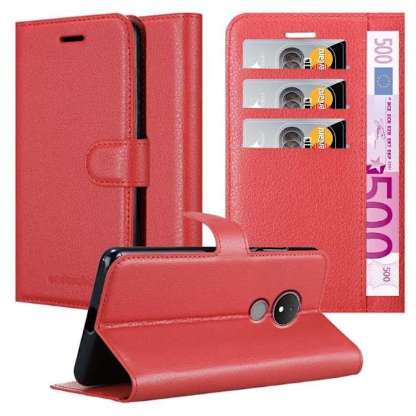 Coque för Nokia C21 Fodral i KIRSCHRÖD Etui Case Cover Skydd med magnetisk stängning Plånbok Röd