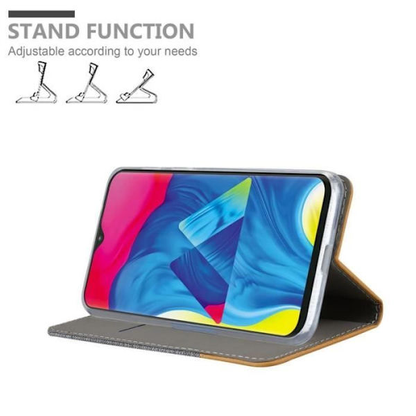 Plånboksfodral - CADORABO - Samsung Galaxy M10 - Läderimitation - Tygdesign - Magnetisk stängning Grå