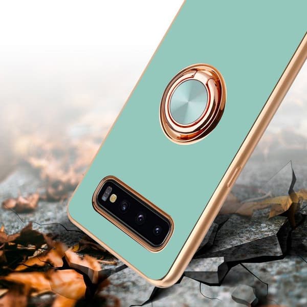 Skyddsfodral för Samsung Galaxy S10 PLUS Glansig Turkos - Guld med kameraskydd Blå