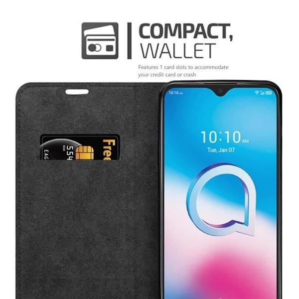 Coque - CADORABO - Alcatel 3L 2020 - Mörk natt - Magnetisk stängning - Ställfunktion Midnattssvart