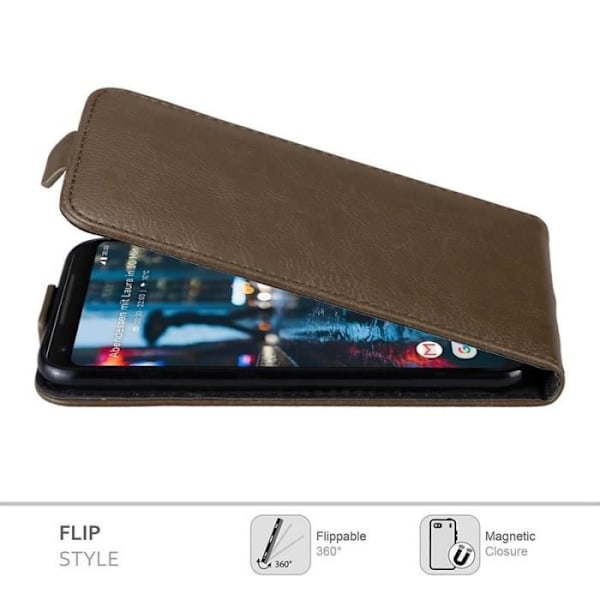 Coque - Cadorabo - Google Pixel 2 XL - Flip-fodral i konstläder - Komplett skydd - Brun kastanj