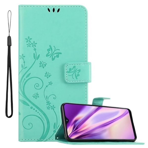 Coque - CADORABO - Samsung Galaxy A20e - Blommig - Similläder - Ställfunktion Grön
