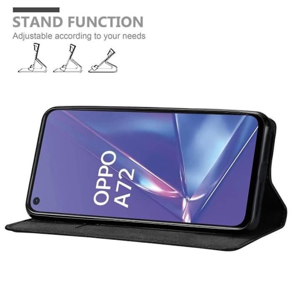 Coque - CADORABO - Oppo A52 - Svart Natt - Magnetisk stängning - Ställfunktion - Kortfack NATTSVART