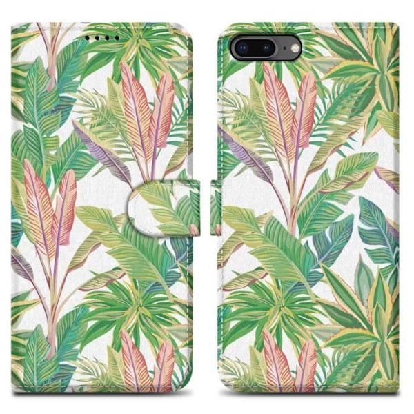 Fodral för Apple iPhone 7 PLUS / 7S PLUS / 8 PLUS Fodral i Green Tropical Forest No. 8 Fodral Skydd Magnetisk stängning Grön