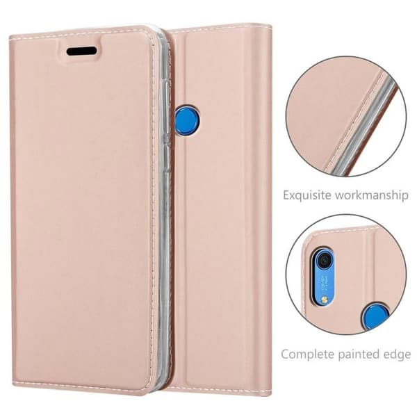 Fodral med lock för Huawei Y6S, Klassisk Guldrosa Plånbok Stötsäker Ros