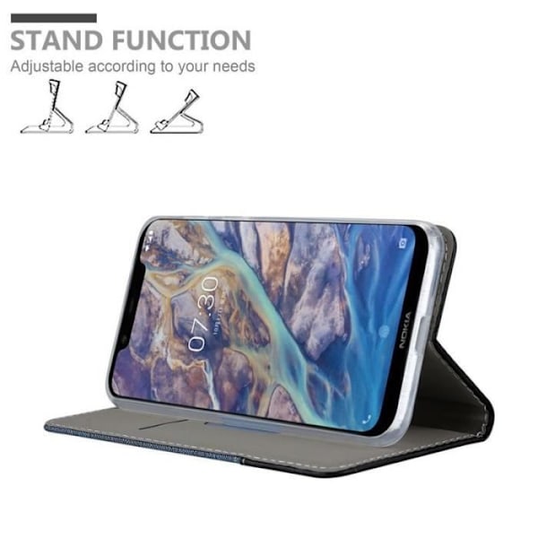 Coque - CADORABO - Nokia 7.1 2018 PLUS - Similicuir - Horisontellt Stöd - Magnetstängning Blå