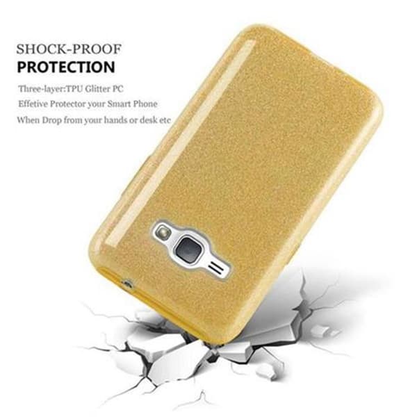 Skyddsfodral för Samsung Galaxy J1 2016 GULDSTJÄRNE Damm Glittrande Glitter Gul