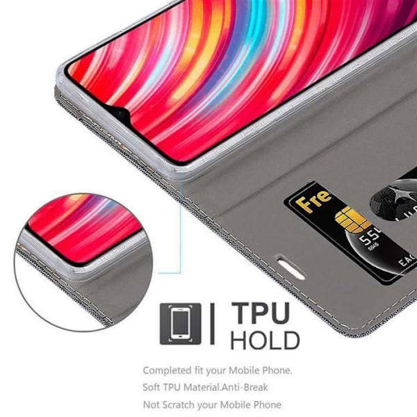 Plånboksfodral - CADORABO - Xiaomi RedMi NOTE 8 PRO - Imiterat läder - Horisontellt stativ - Kortfack Svart