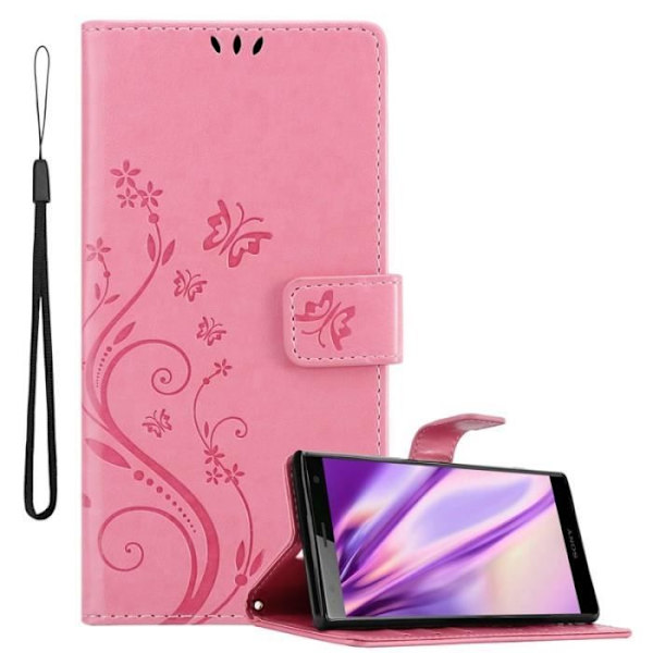 Fodral till Sony Xperia XZ2 - CADORABO - Blommönster - Imiterat läder - Stativfunktion - 3 kortplatser Rosa