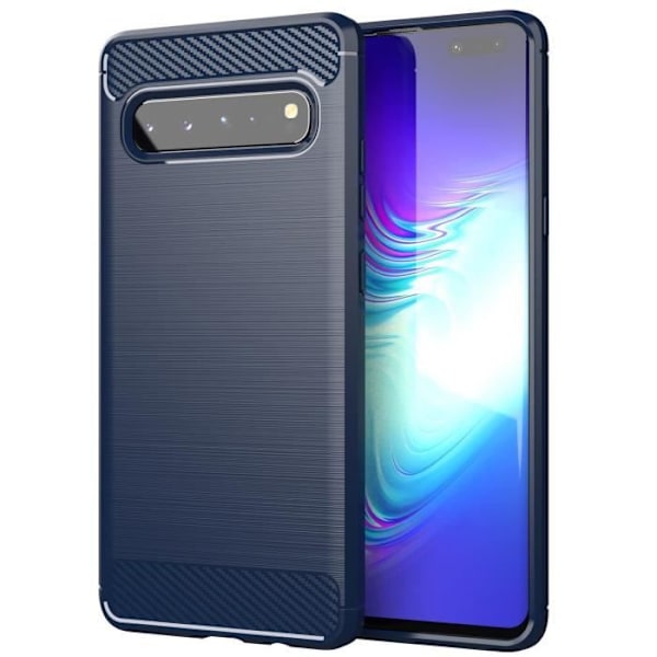 Coque - CADORABO - Samsung Galaxy S10 5G - Silikon TPU - Kolfiberdesign - Stötskydd Blå