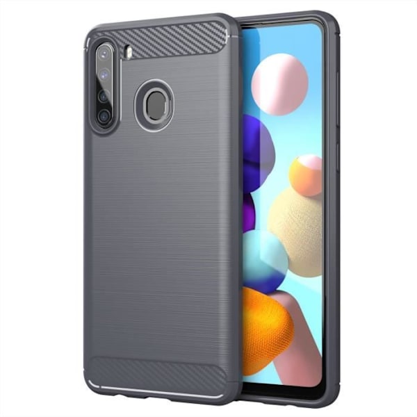 Etui för Samsung Galaxy A21 - CADORABO - BORSTAD GRÅ - Silikon TPU - Lätt skydd - Kolfiberdesign BORSTAD GRÅ