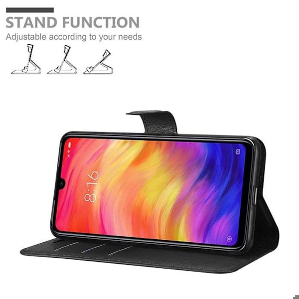 Coque för Xiaomi RedMi NOTE 7 Fodral i SVART ONYX Etui Case Cover Skydd med magnetisk stängning Plånbok Svart