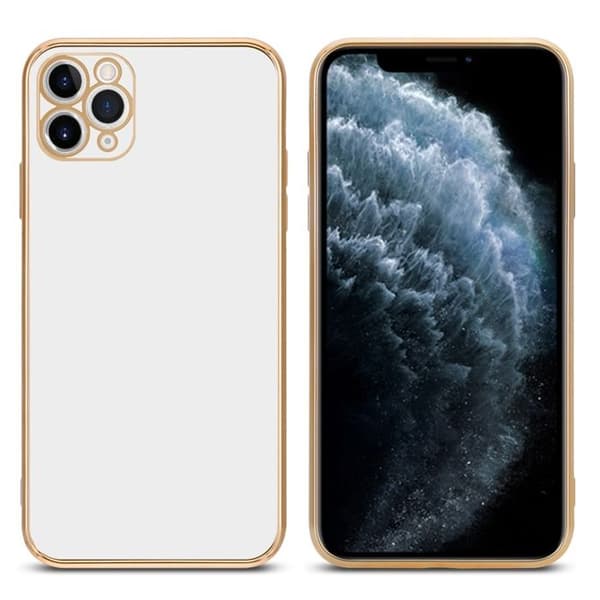 iPhone 12 PRO Fodral Glansig Vit - Guld med skydd för kamera Vit