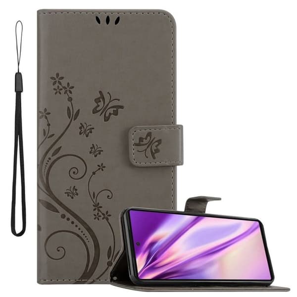Fodral med lock för Google PIXEL 6 Etui i GRÅ BLOMMÖNSTER Skydd Design Blommig Plånbok Grå