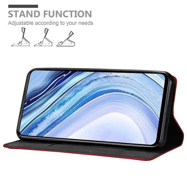 Fodral - CADORABO - Xiaomi RedMi NOTE 9 PRO / NOTE 9S - Apple Red - Magnetisk stängning - Stativfunktion Äppelrött
