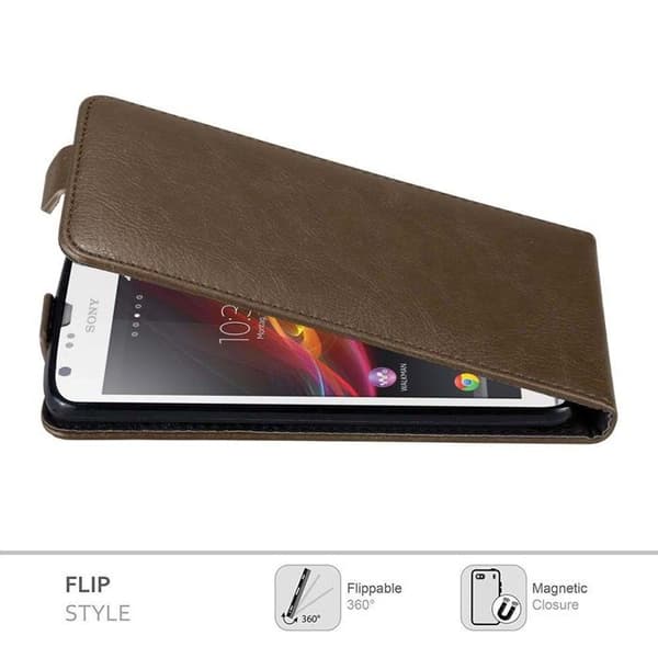 Etui för Sony Xperia SP Flip Case i MÖRK BRUN Skydd brun