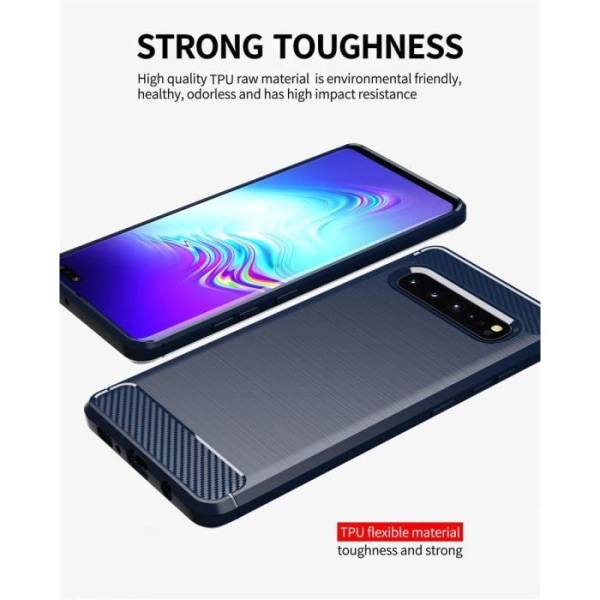 Fodral till Samsung Galaxy S10 5G i BRUSHED BLUE Cadorabo Cover Protection i flexibel TPU silikon rostfritt stål kol