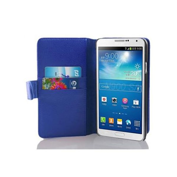 Coque för Samsung Galaxy NOTE 3 Etui i himmelsblå Hülle Skydd i strukturerat konstläder med fack Blå