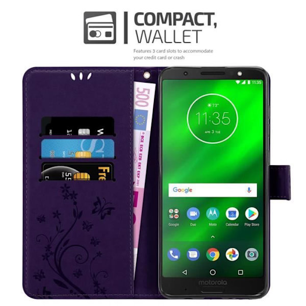 Fodral till Motorola MOTO G6 PLUS i DARK LILAC FLORAL Cadorabo Cover Protection Floral Mörklila blommig