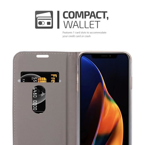 Etui för iPhone 13 MINI - CADORABO - Ljusgrå Brun - Konstläder - Magnetisk Stängning - Ställfunktion LJUSGRÅ BRUN