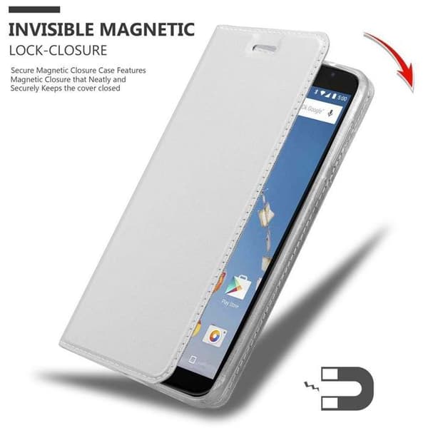 Fodral med lock för Motorola Google NEXUS 6 Etui i KLASSISK SILVER Plånbok Stötsäker Grå