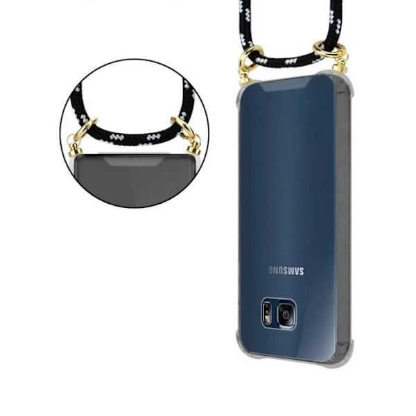 Cadorabo Halsbandsfodral till Samsung Galaxy S6 EDGE i SVART SILVER.