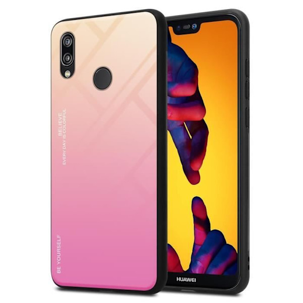 Fodral till Huawei P20 LITE 2018 / NOVA 3E Fodral i GUL - ROSA Fodral Skyddsskydd tvåfärgad TPU Gul, Rosa