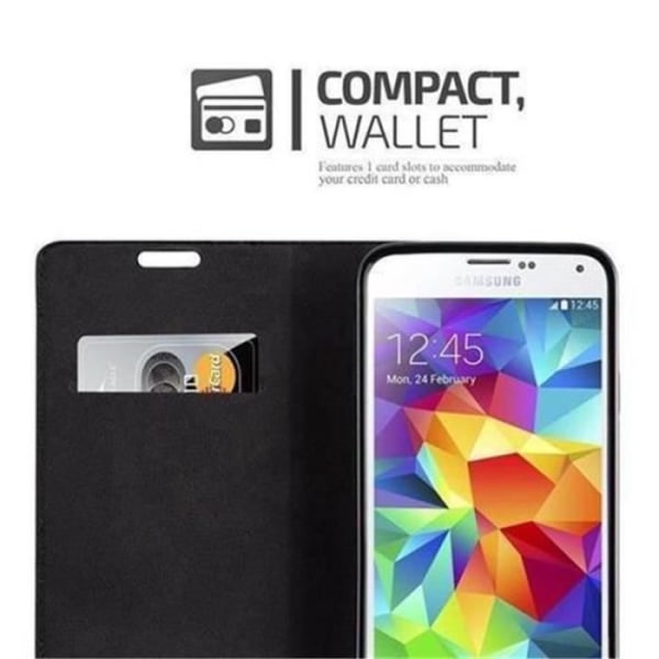 Cadorabo Fodral Samsung Galaxy S5 / S5 NEO BRUNT MEDIUM Osynlig magnetisk STÄNGNING Fodral Fodral stöder kortplats för stativ