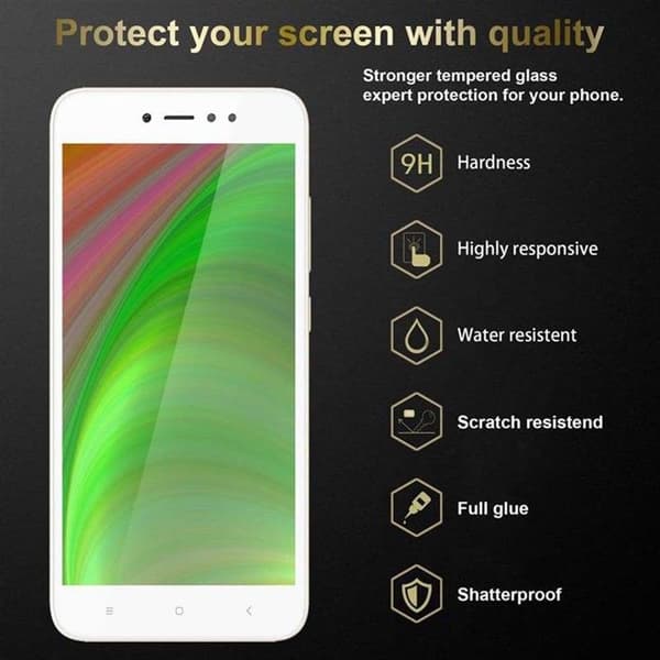 Helt härdat skärmskydd för Xiaomi RedMi NOTE 5A PRIME Vit