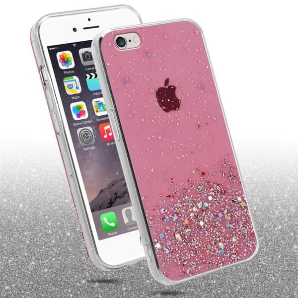 iPhone 6 / 6S Skal Rosa med Glitter Skydd Glittrande Design Ros