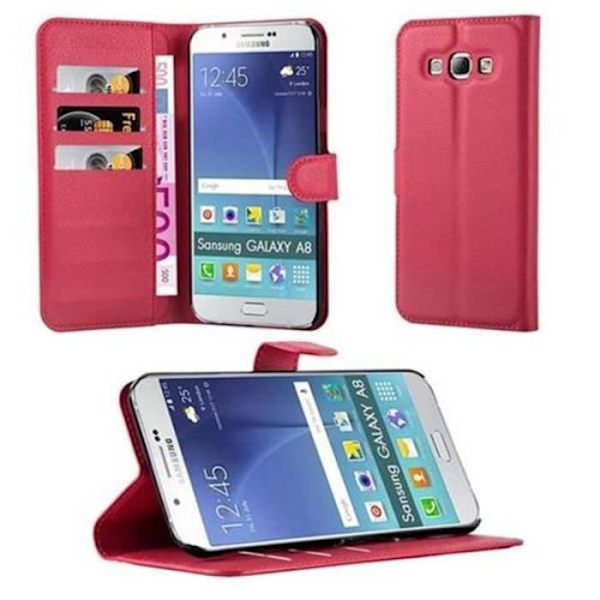 Cadorabo Fodral Samsung Galaxy A8 2015 RÖD Fodral Fodral Fullt skydd Magnetisk Stöder Stand Card Slot