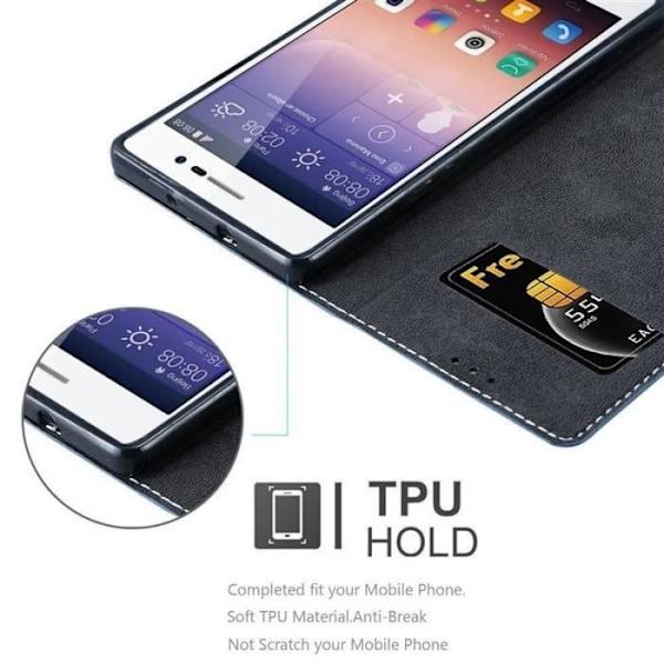 Plånboksfodral - CADORABO - Huawei P7 - Syntetläder - Brun - Osynlig magnetstängning kastanj