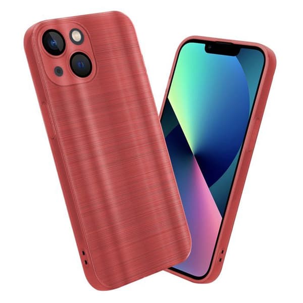 iPhone 14 PLUS Fodral Borstad Röd Kameraskydd Röd