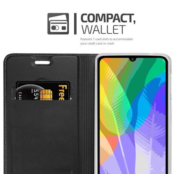 Fodral till Huawei Y6P Fodral i CLASSY BLACK Fodral Skydd Magnetisk stängning Plånbok Svart