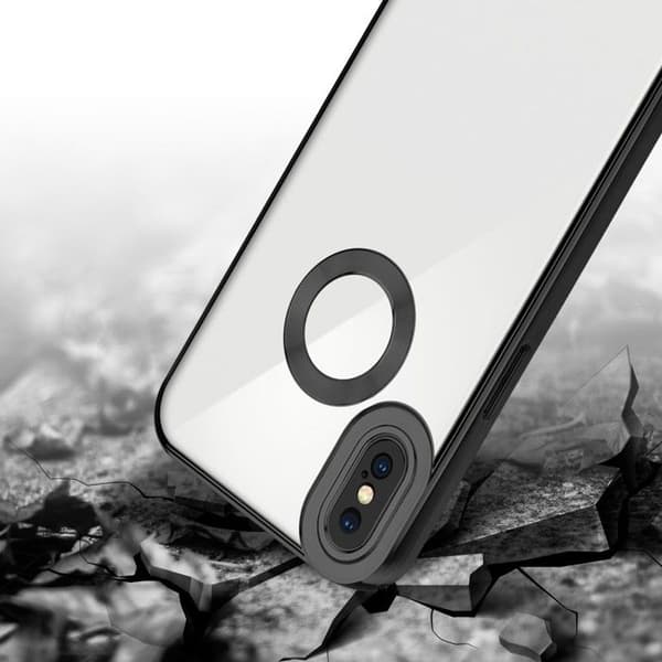 Transparent iPhone X / XS-fodral - Svart Stötskydd Chrome Design Vit