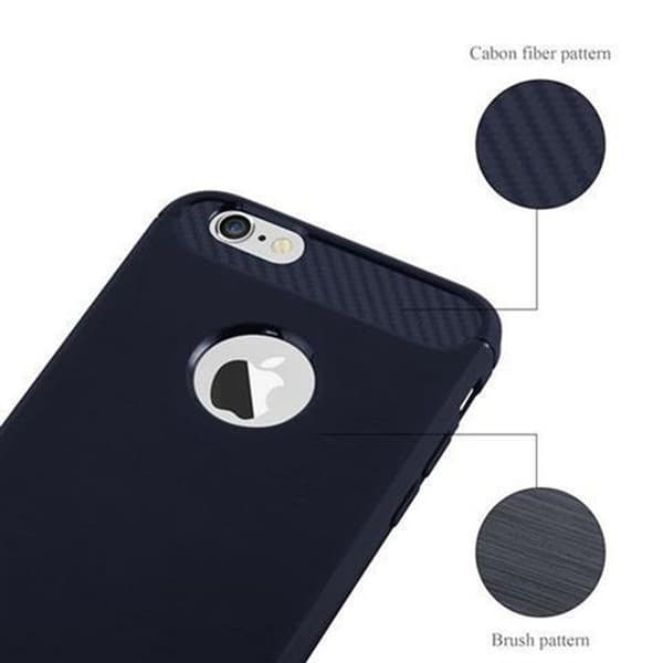 Skal för iPhone 6 PLUS / 6S PLUS BORSTAD BLÅ Kolfiberdesign Blå