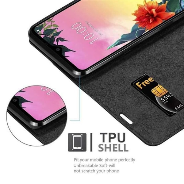 Coque - CADORABO - LG K50s - Simil läder Svart Natt - Magnetisk Stängning - Ställfunktion NATTSVART