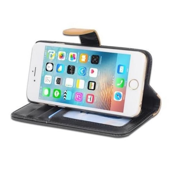 Apple iPhone 6 - iPhone 6S i KHAKI SVART från Cadorabo (TWO-TONE Design) Helt skyddsfodral med flip flik, stativ