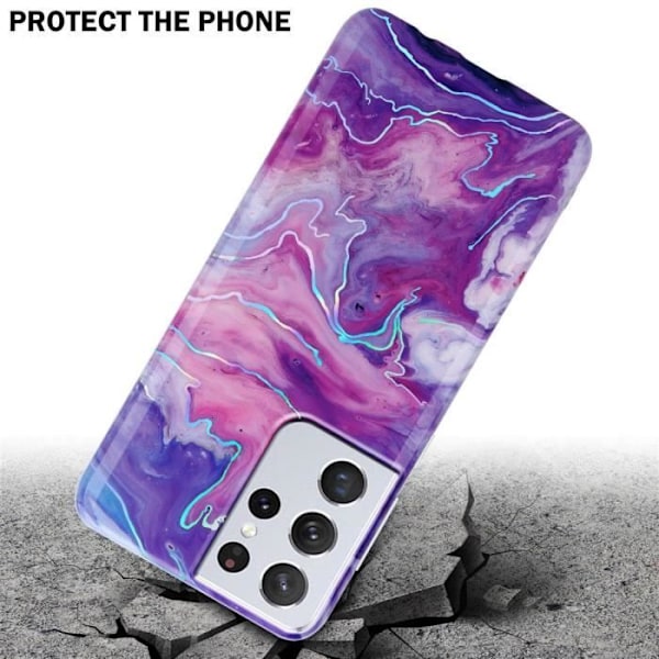 Coque - CADORABO - Samsung Galaxy S21 ULTRA - Lila Rosa Marmor - Skydd i TPU-silikon - Mjuk Lila, Rosa