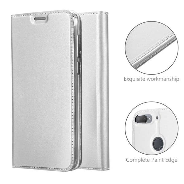 Flipfodral för HTC Desire 12 PLUS Fodral i KLASSISK SILVER Plånbok Stötsäker Grå