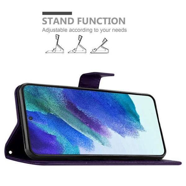 Coque - CADORABO - Samsung Galaxy S22 PLUS - Blommig - Similäderskinn - Plånbok med ställfunktion Mörk lila