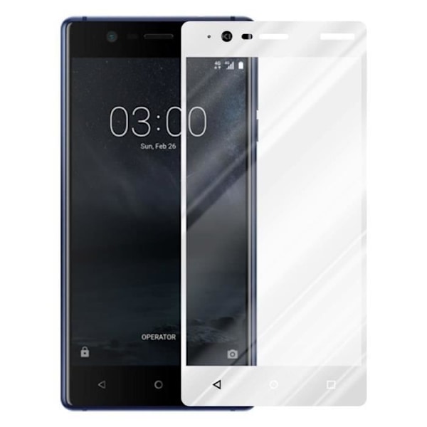 Skyddsfilm - CADORABO - Nokia 3.1 2018 - Härdat glas - Reptålig - 0,3 mm tjock Vit